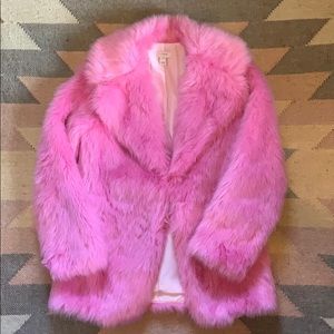 J.Crew Pink Faux Fur Coat